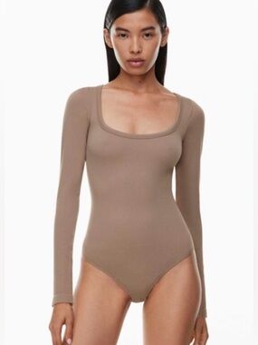 Sunday Best Long Sleeve Scoop Neck Ribbed Bodysuit